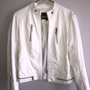White faux leather jacket